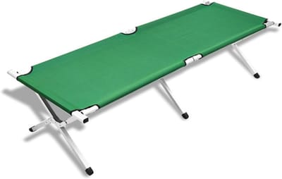 Opklapbed - Draagbaar Bed - Kamperen Reizen - Ruimtebesparend Opvouwbaar - 190x62x42CM - Donkergrijs