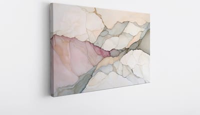 Saammp Canvas Schilderij - Marmer - Kunst - Beige - Abstracte wanddecoratie- 40x30 - Foto op canvas - Wanddecoratie - Muurdecoratie Woonkamer - Kantoor Decoratie