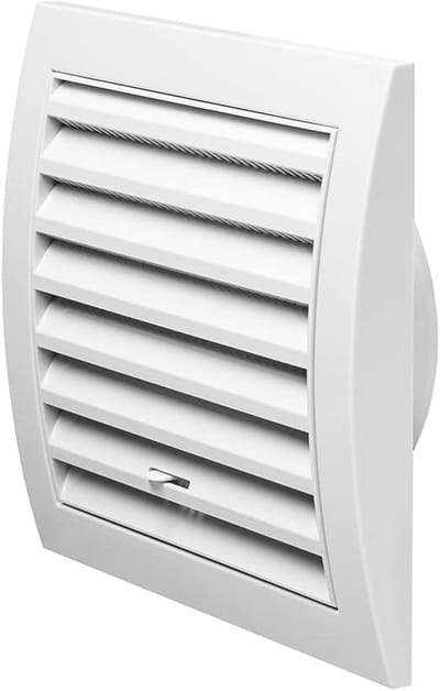 Ventilatierooster - Lamellenrooster Insectengaas - Ruimte Ventilatie - Handmatig Afsluitbaar - Diameter 100mm - Wit
