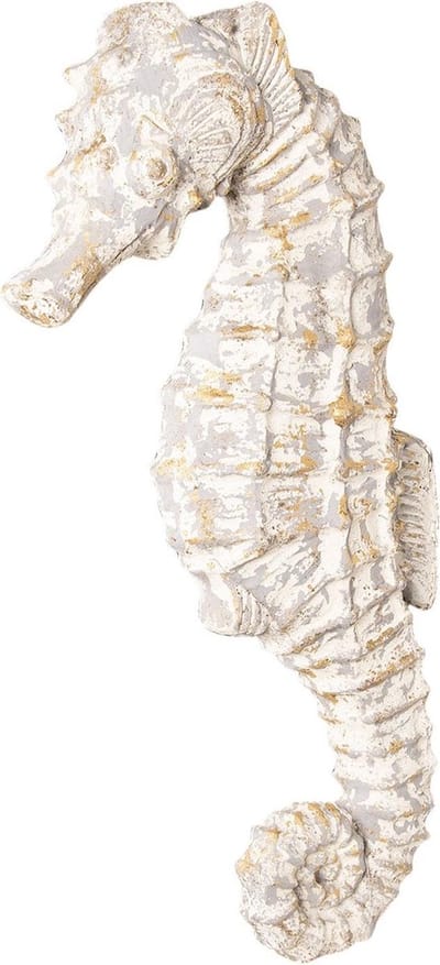 Clayre & Eef Wanddecoratie 16x44x83 cm Wit Keramiek Rechthoek Zeepaard Muurdecoratie