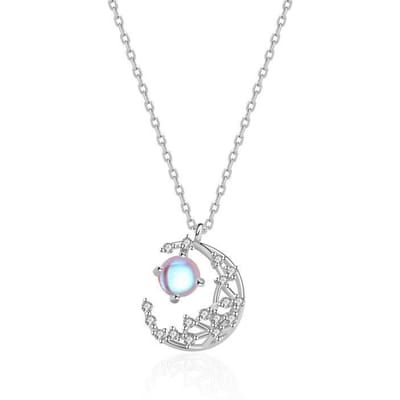 S925 Sterling Zilver Ster Maansteen Ketting Dames Licht Luxe Eenvoudig 18K Roségoud Sleutelbeenketting white