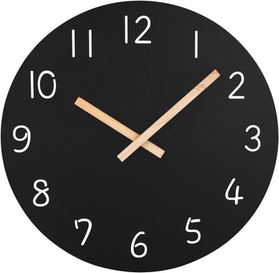 Extra grote wandklok 16 inch - Frameloze houten wandklok met stil kwartsuurwerk voor moderne woondecoratie