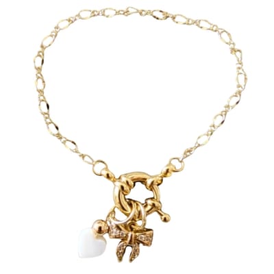 Armband -Bows - 14k goud verguld - 15,5cm- strik- Charme Bijoux