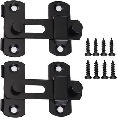 2 x RVS Schuifdeursloten 360° Schuifstang met Schroeven voor Kleine Deuren en Ramen - Ideaal voor Huisdieren en Tuindeuren - 70 x 50 mm