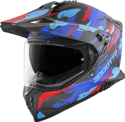 Bogotto FG-601 Sniper Zwart Rood Blauw Fiberglas Enduro Helm - Helm