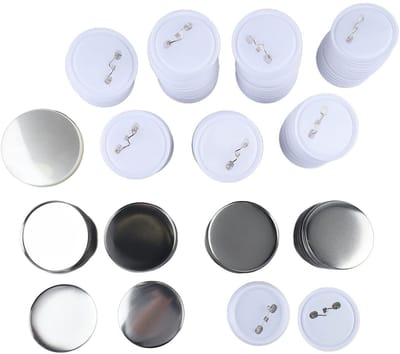Dailygoods- Knoponderdelen 100 Sets - Ronde Badge Blanco Knoopbenodigdheden - Duurzaam Acryl - Metalen Deksel - Plastic Pin Backs - Eenvoudig te Monteren