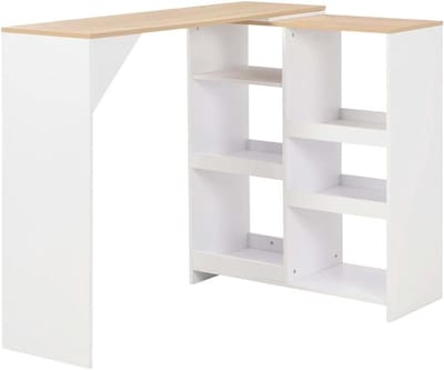 Bartafel met Plank - Hoge Keukentafel - Gezellig Borrelen - Verstelbare Plank - 138 x 39 x 110 cm