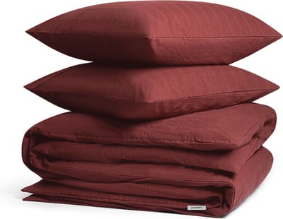 Yumeko dekbedovertrek seersucker katoen bordeaux 200x220 + 2/60x70 - Biologisch & ecologisch