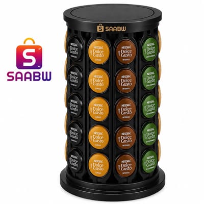 Draaibare Koffiecapsule Houder voor 40 Capsules – 360° Capsule Organizer – Vrijstaande Capsulehouder voor Koffiecups – Zwart – Koffie Accessoire – capsule carrousel – koffiemachine accessoires – capsule opbergsysteem – 83285