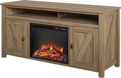 Notio Living TV Kast met Elektrische Sfeerhaard - Farmington - 151 cm - Eikenlook - Landelijk TV Meubel met Opbergruimte