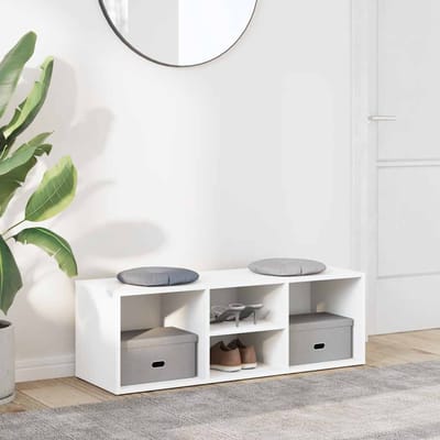 vidaXL - Schoenenopbergbank - 102x35x35 - cm - bewerkt - hout - wit
