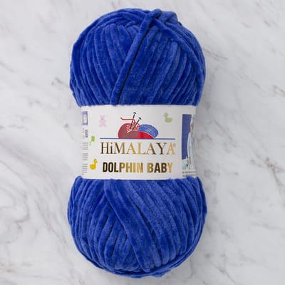 Himalaya Dolphin Baby 80329 Pruisisch blauw Fluwelen Garen, Breien en Haken, 100g, Super Zacht, Fluweel Breigaren, Volumineuze Pluche, Schijnen Fluweelachtig, Chenille Dolfijn Baby Wol, Amigurumi, Velluto Velours, Breiwol, Haakgaren, Kind Deken