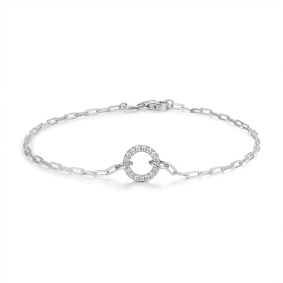 9NB-1713 – New Bling – Zilveren armband open ronde vormen – Met zirkonia – Zilverkleurig – 925 zilver – 18 cm