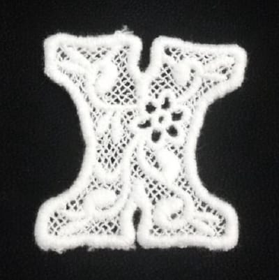 Kanten Applicatie Alfabet - 4,5 CM hoog - Wit Kant - Letter X