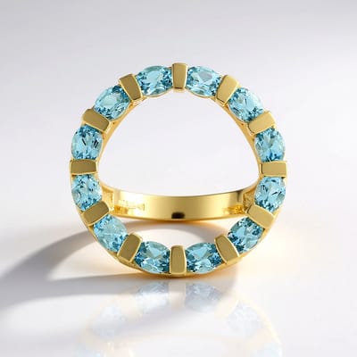 Cavill - Zilveren Ring met Zwitsers-blauwe Topaas 2,7 ct - 925 Sterling Zilver Verguld - Ovaal geslepen - Elegante Damesring