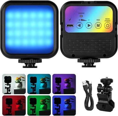 RGB-videolamp, cameralamp, 360° full-colour LED-videolamp, videoconferentieverlichtingsset, 3000K-7000K dimbare oplaadbare fotografie-vullamp voor vlogging, fotografie, videoconferentie