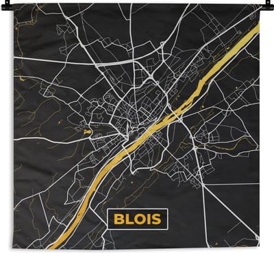 Wandkleed - Wanddoek - Frankrijk – Blois – Stadskaart – Plattegrond – Kaart - 180x180 cm - Wandtapijt