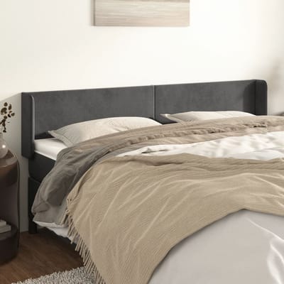 vidaXL - Hoofdbord - met - randen - 163x16x78/88 - cm - fluweel - donkergrijs