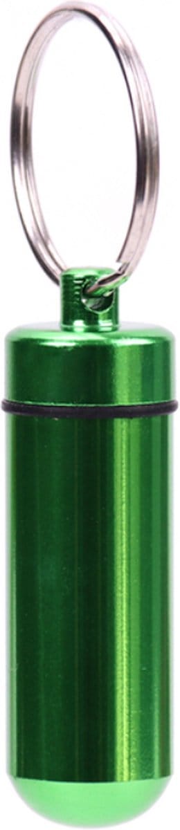 Medicijn koker - Pillen koker - Sleutelhanger - Aluminium - Groen