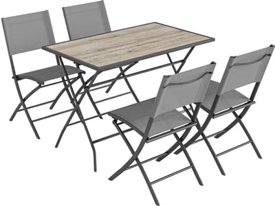 Balkonset 4 personen - Tuinset - Bistroset - Grijs - Weerbestendig - 5 delig - 4 stoelen - 4 personen - Staal