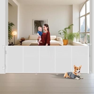 Veiligheidshek voor Kinderen, Uittrekbaar van 0-300 cm, Ideaal voor Trappen en Gangpaden, Roll-Up Ontwerp voor Extra Bescherming