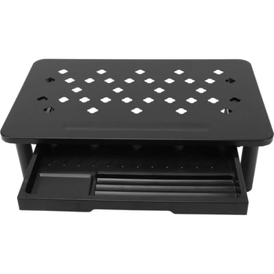 Support Riser pour Ordinateur de Bureau avec Tiroir Ventilé 3 Hauteurs Métal Support Imprimante Ordinateur Portable Étagère de Rangement pour Ordinateur Portant 20 kg black
