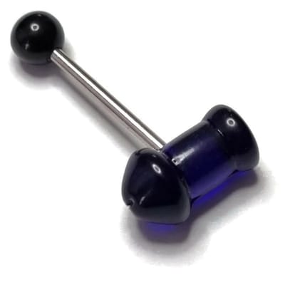Aramat Jewels | Piercings | Stalen Tongpiercing met Acryl Piemel - Donker Paars | | | |12mm | Staal | Volwassenen | Verkleurd niet