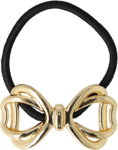 Haarsoires Haarelastiek – Cuff 5cm – Strik Ornament – Metaalaccent – Zwart Goud - Stijlvol & Trendy Haaraccessoire