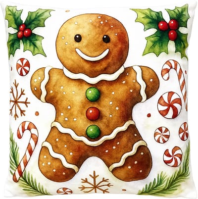 Clayre & Eef Sierkussen 45x45 cm Beige Polyester Gingerbread man