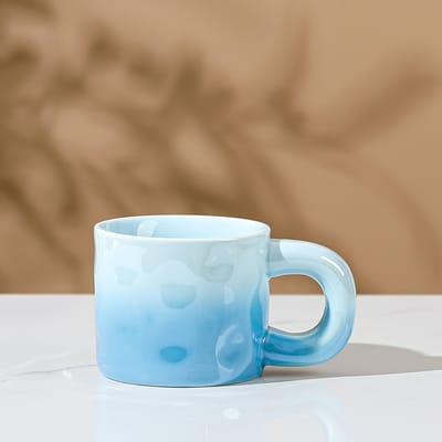 Tasse en Céramique de Haute Valeur Dégradé Nacré Coloré Motif Martelé Tasse à Anse Tasse à Eau de Bureau Tasse à Café 300ml