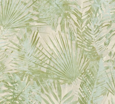 PALMBLADEREN BEHANG | Jungle - Groen Beige - A.S. Création Natural Living D`eco