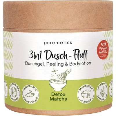 puremetics 3in1 doucheverzorging Douchepluis Detox Matcha Body scrub Dames 250 g
