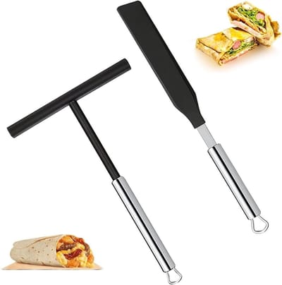 Crêpe Spreider Spatel - Pannenkoek Gereedschap - Beslag Verdelen Bakken - Roestvrij Staal - 34 cm Spatel - Zilver