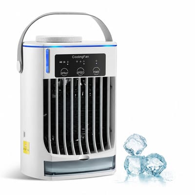 Airco -Mobiele airco - Aircooler - Draagbare airconditioners – Persoonlijke koelventilator met 3 windsnelheden en nachtlampje – 4-in-1 luchtkoeler en mini-airco, draagbaar voor thuis, kantoor, kamer, auto en camping