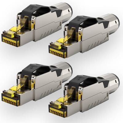 Netwerkstekker - Ethernet Connector - Snelle Dataoverdracht - Montage Zonder Gereedschap - 4 Stuks - Zilver
