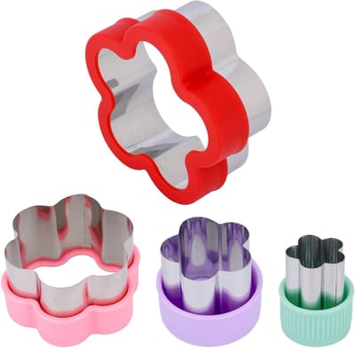 Set van 4 Bloemvormige Koekjesuitsteekvormen van RVS - Ideaal voor Taarten, Muffins en Fondant Decoratie