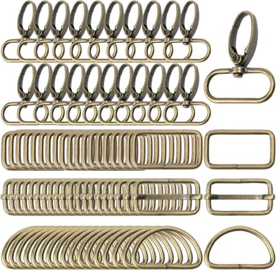 Karabijnhaak Set - D-ringen Gespen - Tassen Accessoires - Duurzame Zinklegering - 25-38mm Binnendiameter - Brons Zilver Goud Zwart