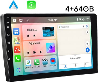Boscer Autoradio 2Din Universeel - 10.1 Inch IPS HD Touchscreen - Android 15 - Apple Carplay & Android Auto (Draadloos) - 4+64GB - GPS Navigatiesysteem - Bluetooth, WiFi, MP5 - AHD Achteruitrijcamera