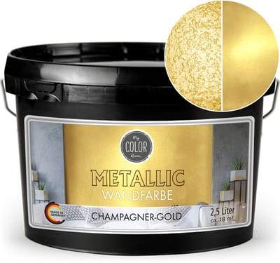 My Color Room Metallic Muurverf - Hoogglans Afwerking - Waterbasis - Terpentine vrij - Champagne Goud - 2,5 Liter
