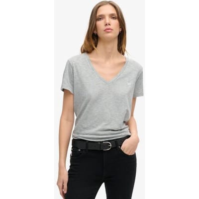 Superdry Ruimvallend Geborduurd T-shirt met V-hals Grijs Grootte: 44
