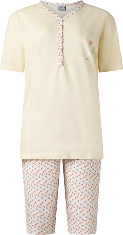 Lunatex - dames shortama 124220 - zomer pyjama - geel - maat S