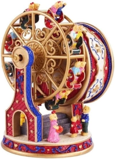 Muziekdoos Reuzenrad - Draaiende Decoratie - Kamer Decoreren - Uurwerk Mechanisme - 10x10x15cm - Roze Rood