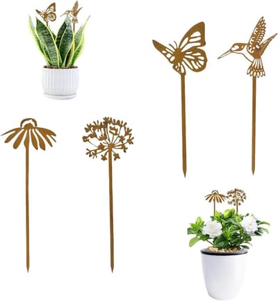 Stijlvolle Decoratie voor de Tuin: 4 Stuks IJzeren Vlinder Bloemboeket met Bamboestok voor Herfst Festival
