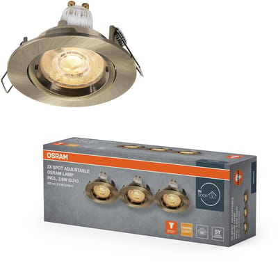 OSRAM Spot Set Twistlock LED inbouwspot flexibel messing, 2,6W 2700K warm wit, aluminium, twistlock systeem