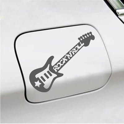 Bumpersticker - Gitaar Rock N Roll - 10,4 X 14,8 - Antraciet