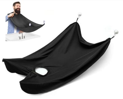 1 pack - Baardslabbetje - Baardvanger voor mannen - Anti-aanbak baardcape waterdicht - met 2 zuignappen (zwart)