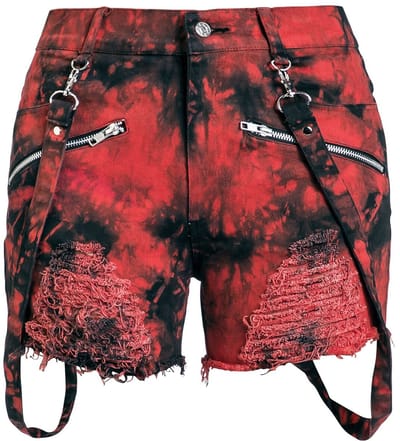 Heartless Demelza Shorts Korte broek zwart-rood 34 Katoen Dames - Rock wear