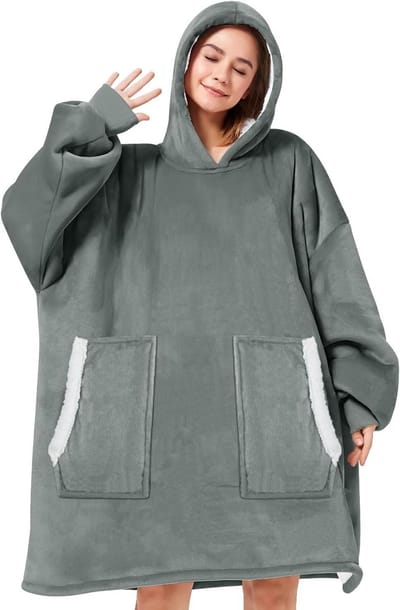 Draagbare Deken Hoodie - Comfortabele Pullover - Gezellig Ontspannen - Dubbellaags Materiaal - Oversized - Zwart