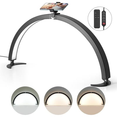 Lampe de Bureau pour Ongles 40 W Lampe de Bureau Demi-Lune avec Support pour Téléphone Luminosité Réglable