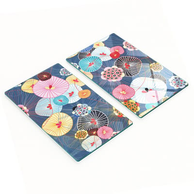 Set van twee glazen snijplanken met abstracte bloemen, 2x30x52 cm